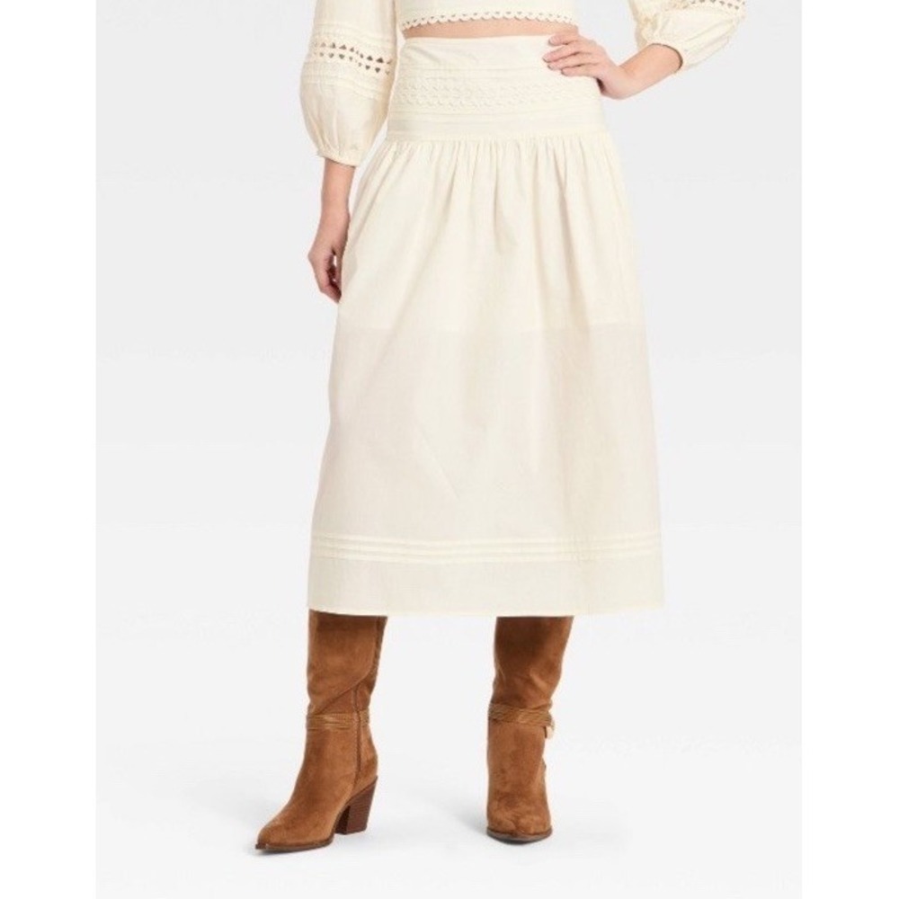 Women Eyelet Midi Skirt - A New Day Cream XXL